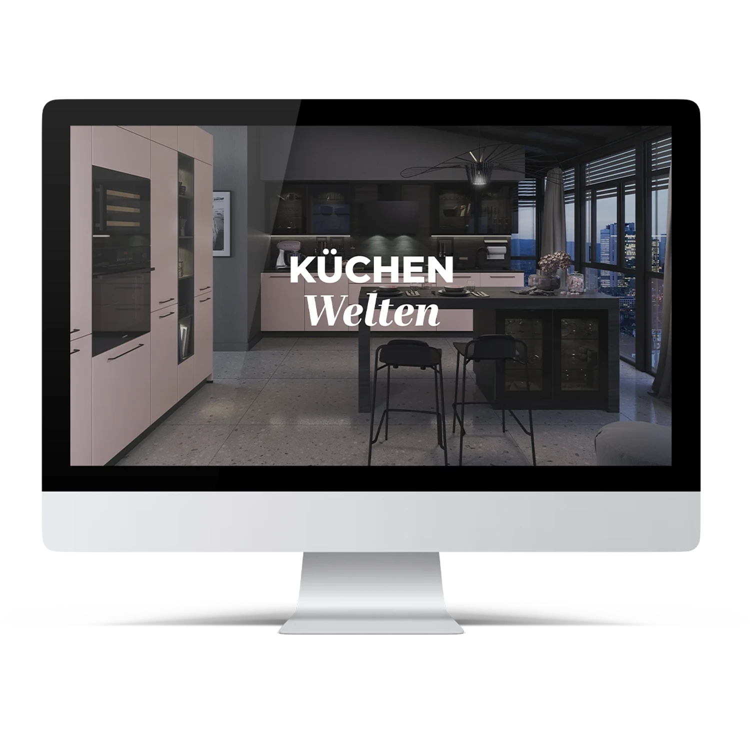 Website für ein Küchenstudio auf einem Bildschirm